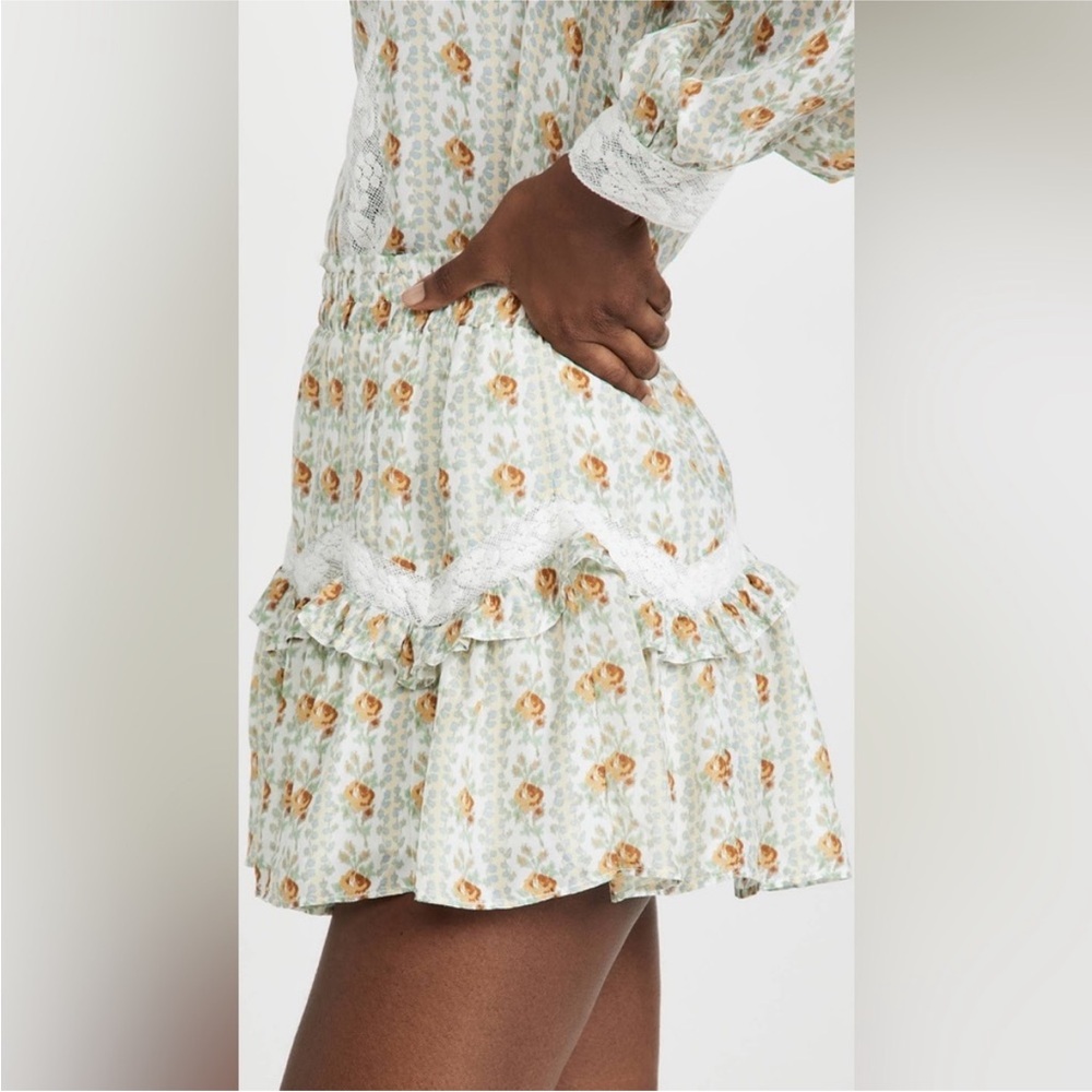 LoveShackFancy Piccolo Silk Floral Mini Skirt Large